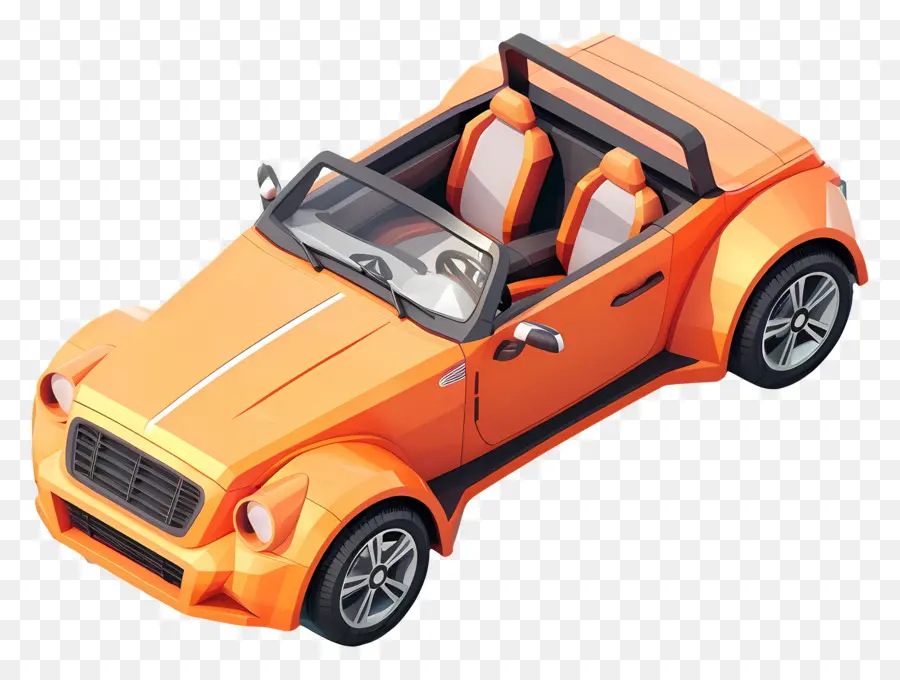 Coche 3d，Coche Naranja PNG