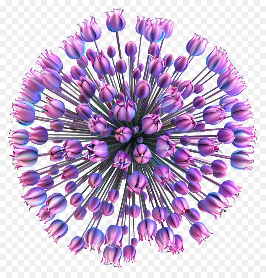 Flor De Allium Modelo 3d，Flor Morada PNG