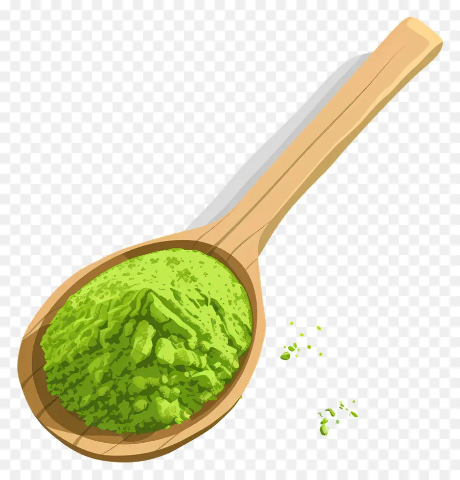 Polvo De Matcha，Cuchara De Polvo Verde PNG