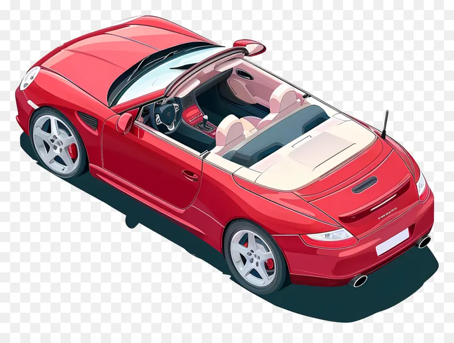 Coche 3d，Coche Descapotable Azul PNG