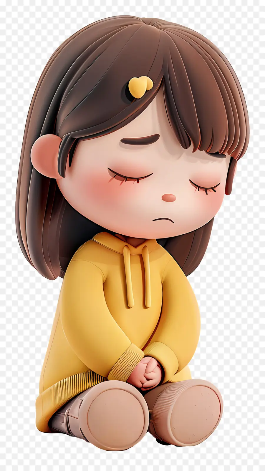 Niña Triste，Personaje De Dibujos Animados En 3d PNG