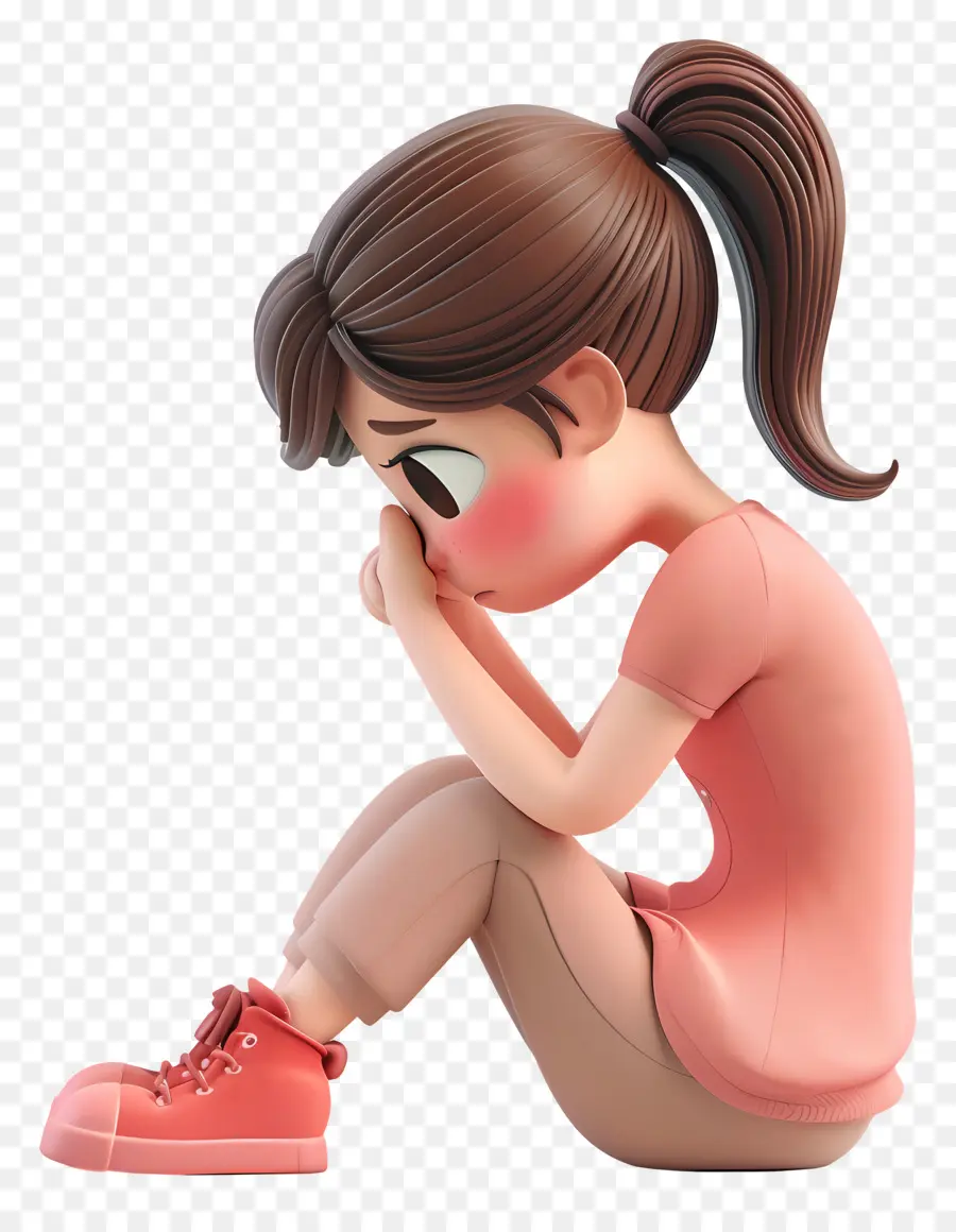 Niña Triste，Chica Triste En Rosa PNG