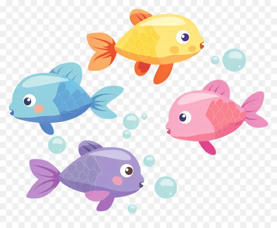 Pez De Dibujos Animados，Peces Coloridos PNG