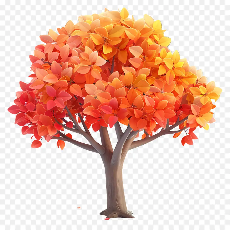 Árbol 3d，árbol De Otoño PNG