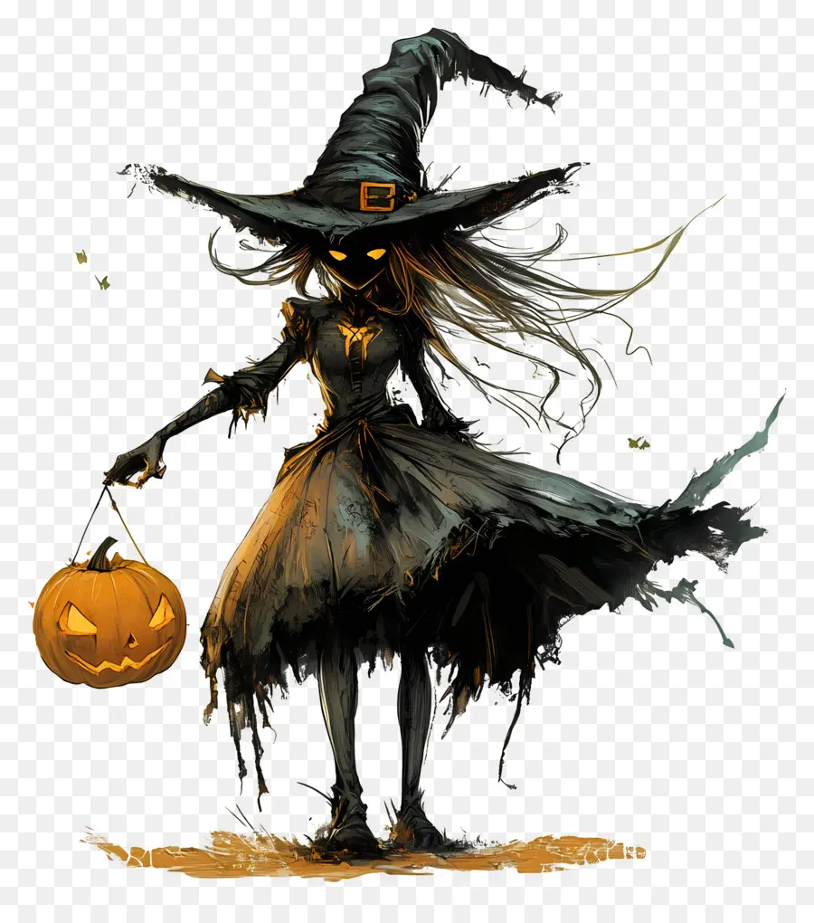 Bruja De Halloween，Bruja Con Calabaza PNG