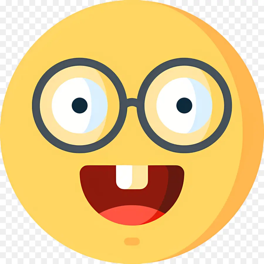 Emoji Nerd，Emoji Amarillo Con Gafas PNG