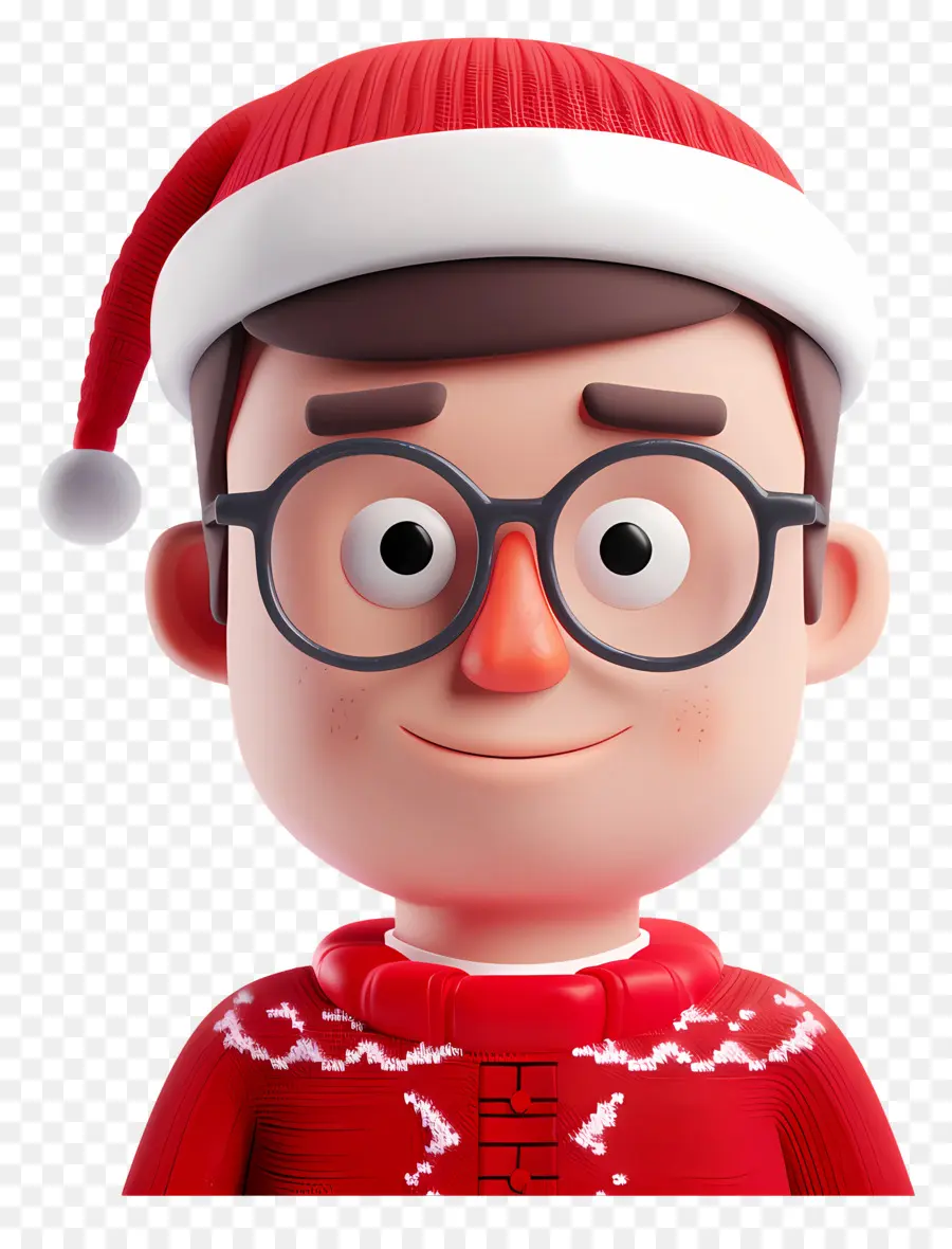 Hombre 3d，Niño De Dibujos Animados Con Gorro De Papá Noel PNG