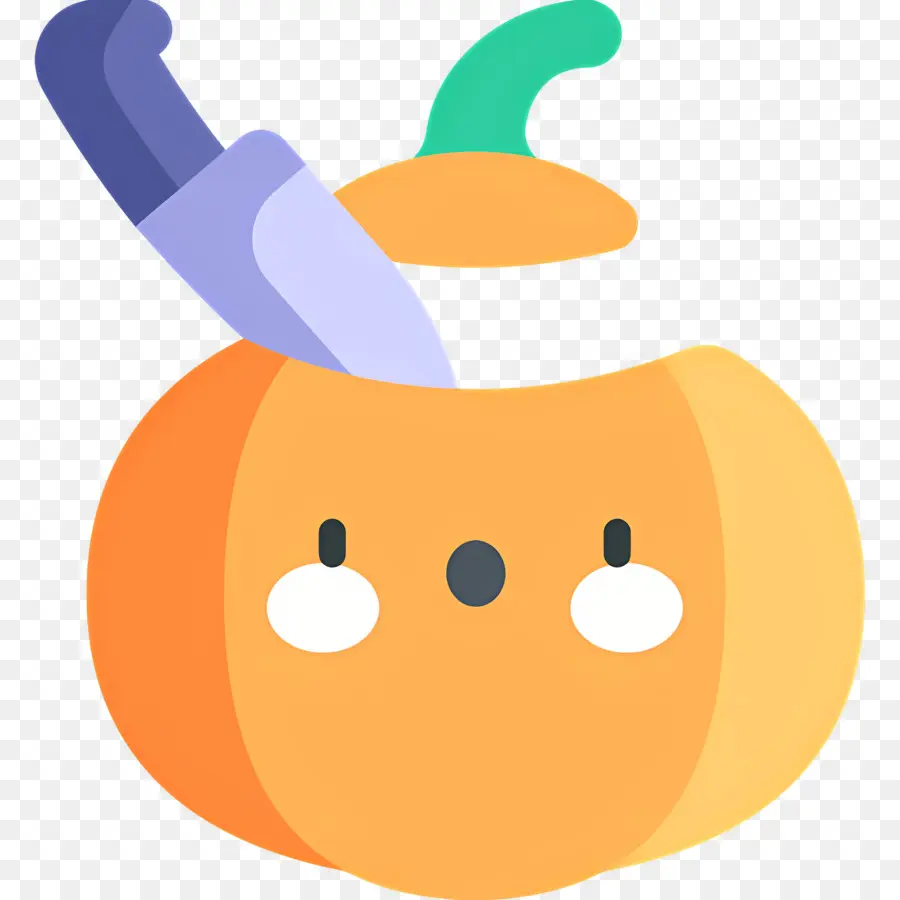 Calabaza De Halloween，Calabaza Con Cuchillo PNG