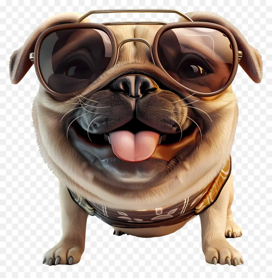 Perro 3d，Pug Con Gafas De Sol PNG