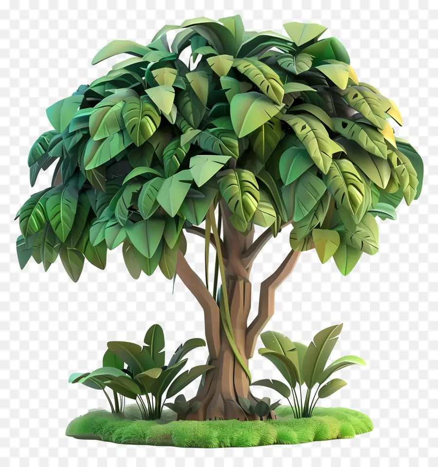 Árbol 3d，Árbol Verde Exuberante PNG