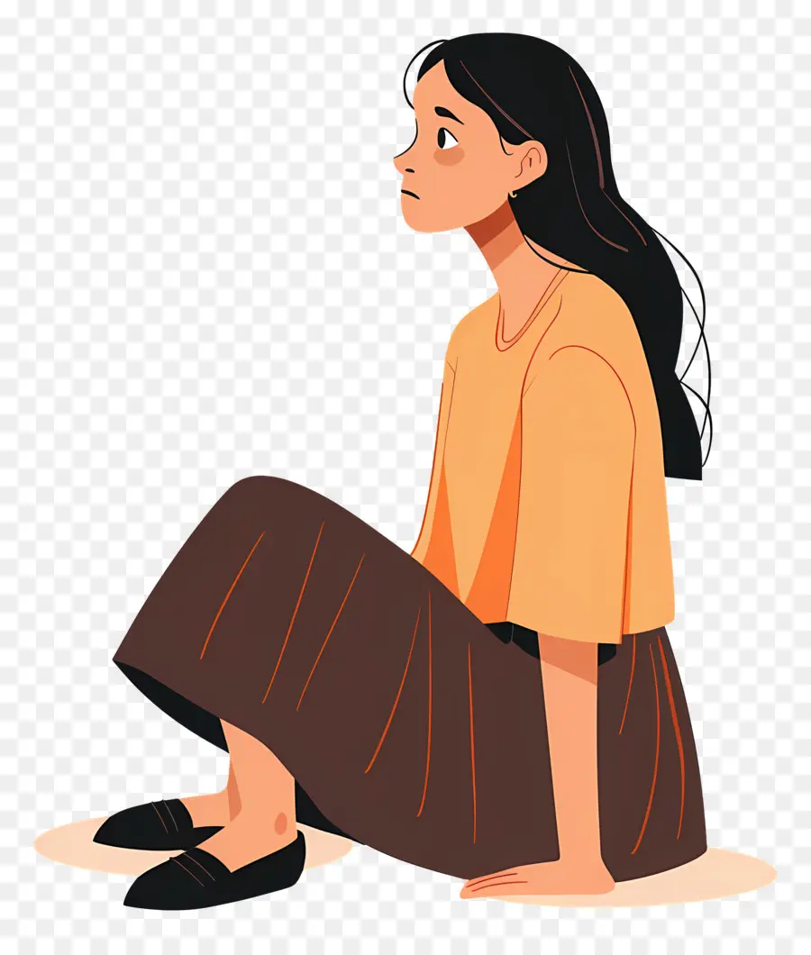 Mujer De Dibujos Animados，Niña Sentada PNG