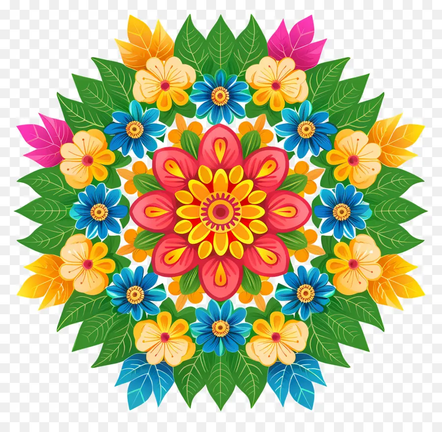 Pookalam，Arreglo Floral PNG