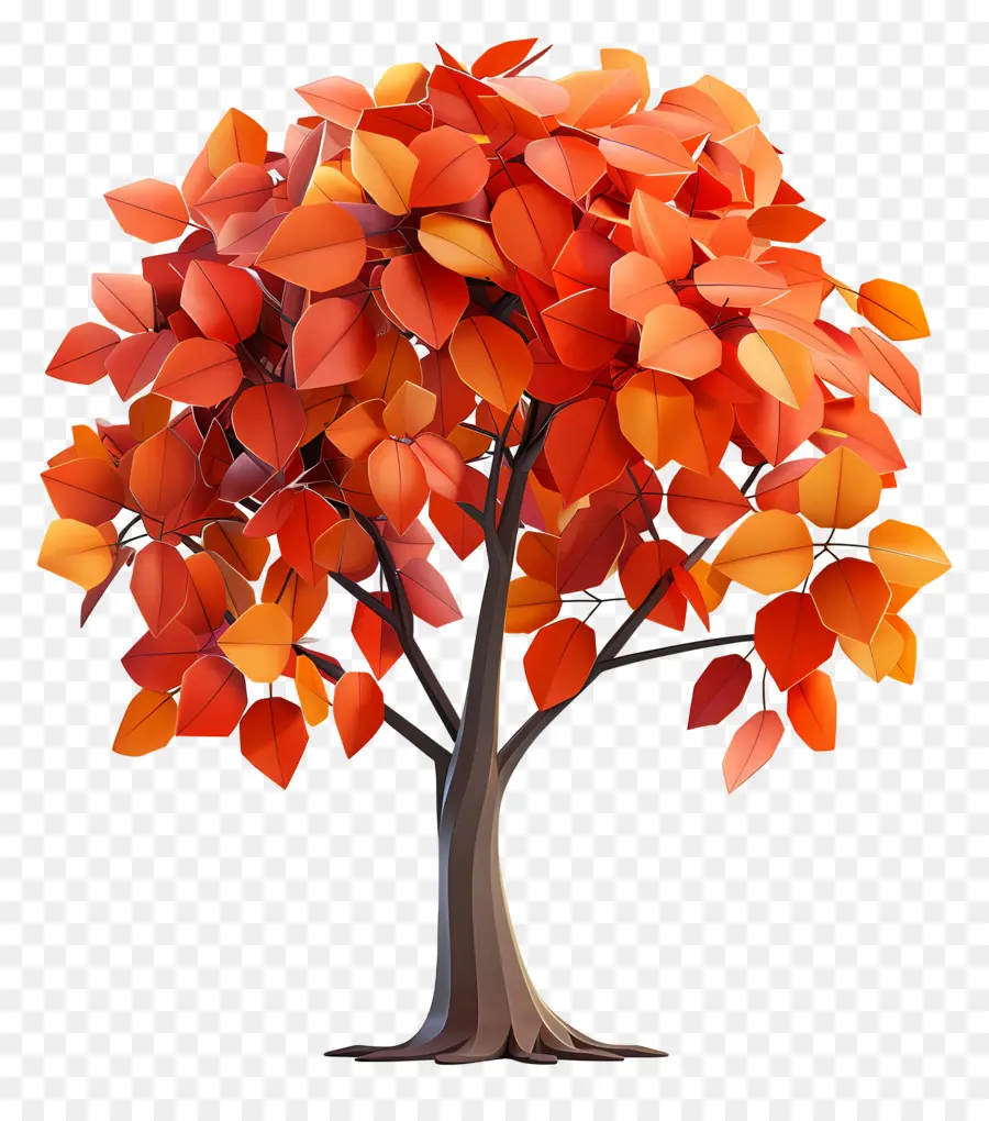 Árbol 3d，árbol De Otoño PNG