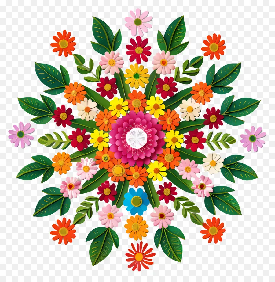 Pookalam，Flores Coloridas PNG