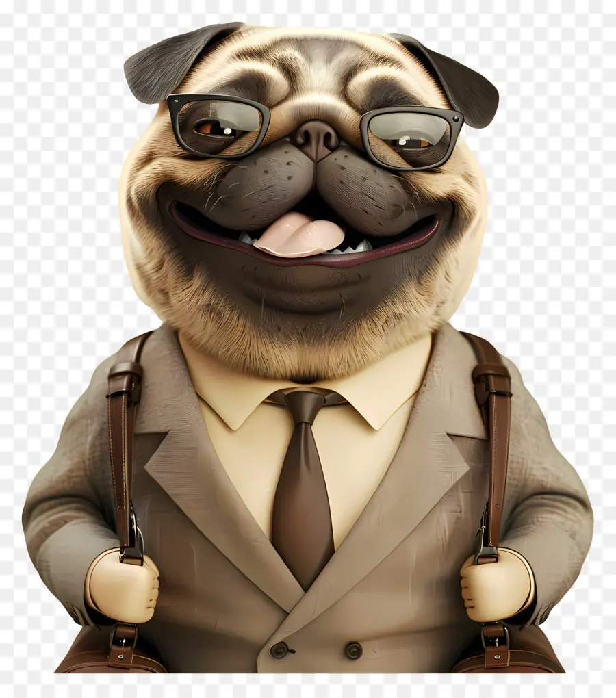 Perro 3d，Pug En Traje PNG