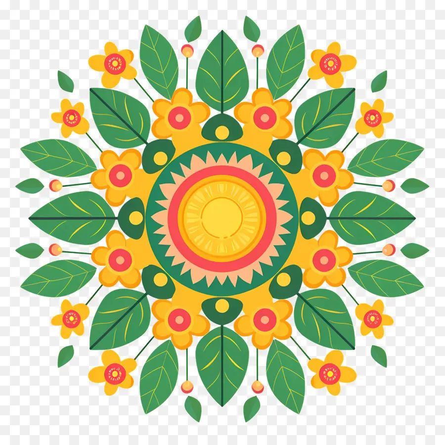 Pookalam，Mandalas Florales PNG