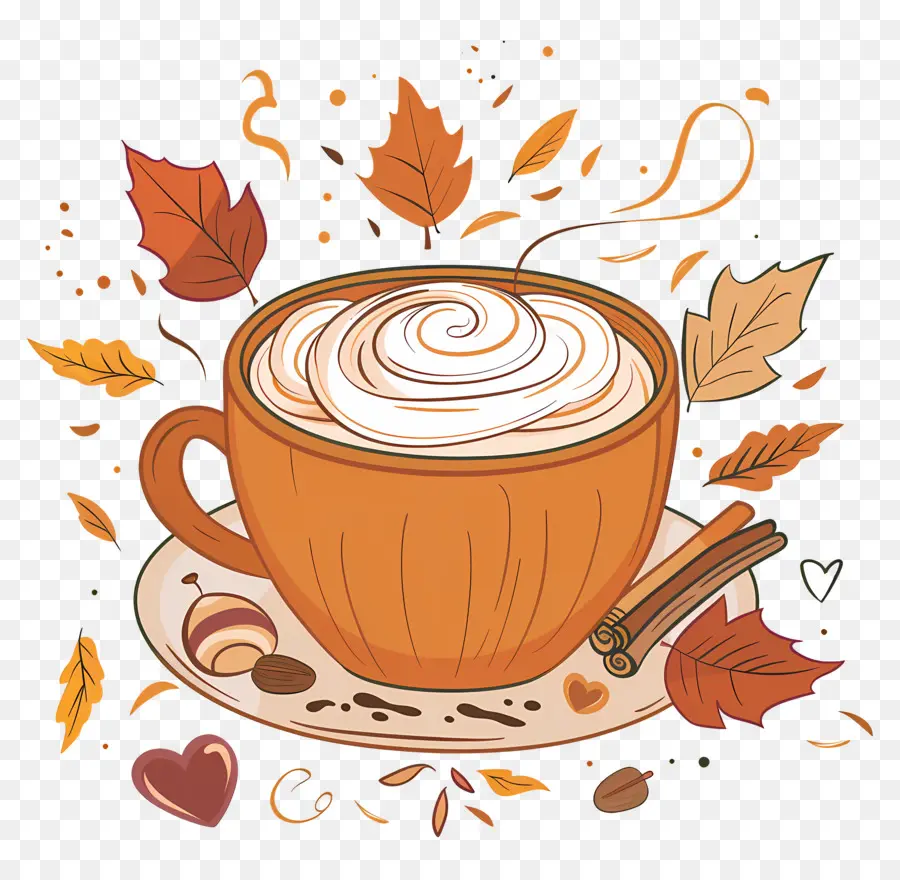 Especia De Calabaza，Taza De Café Con Crema PNG