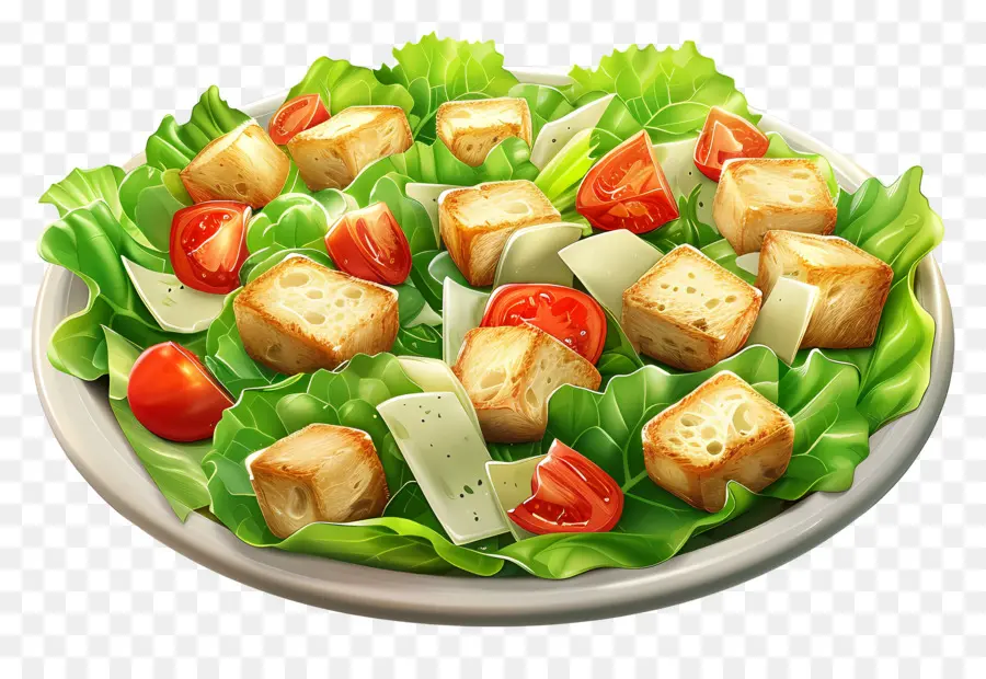 Ensalada Cesar，Ensalada Con Cubitos De Queso PNG