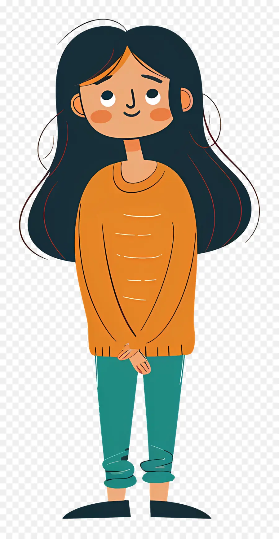 Mujer De Dibujos Animados，Chica Con Suéter Naranja PNG