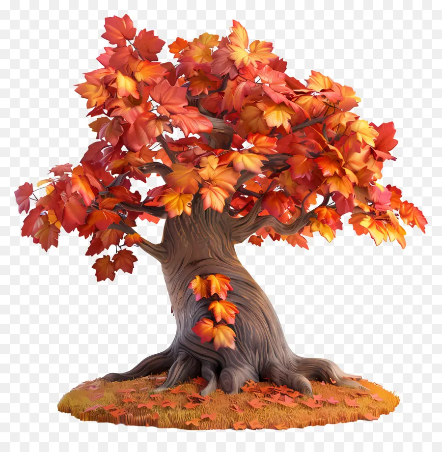 Árbol 3d，árbol De Otoño PNG