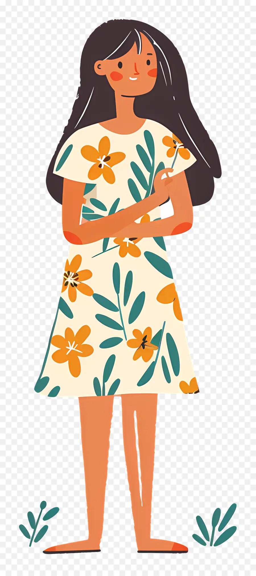 Hermosa Mujer，Niña Con Flores PNG