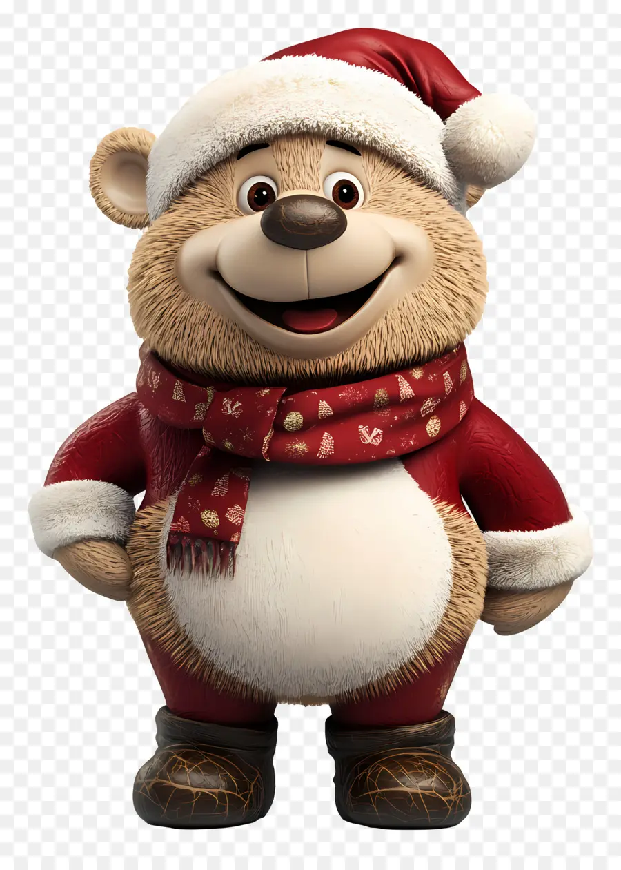 Oso De Navidad，Oso Con Gorro De Papá Noel PNG