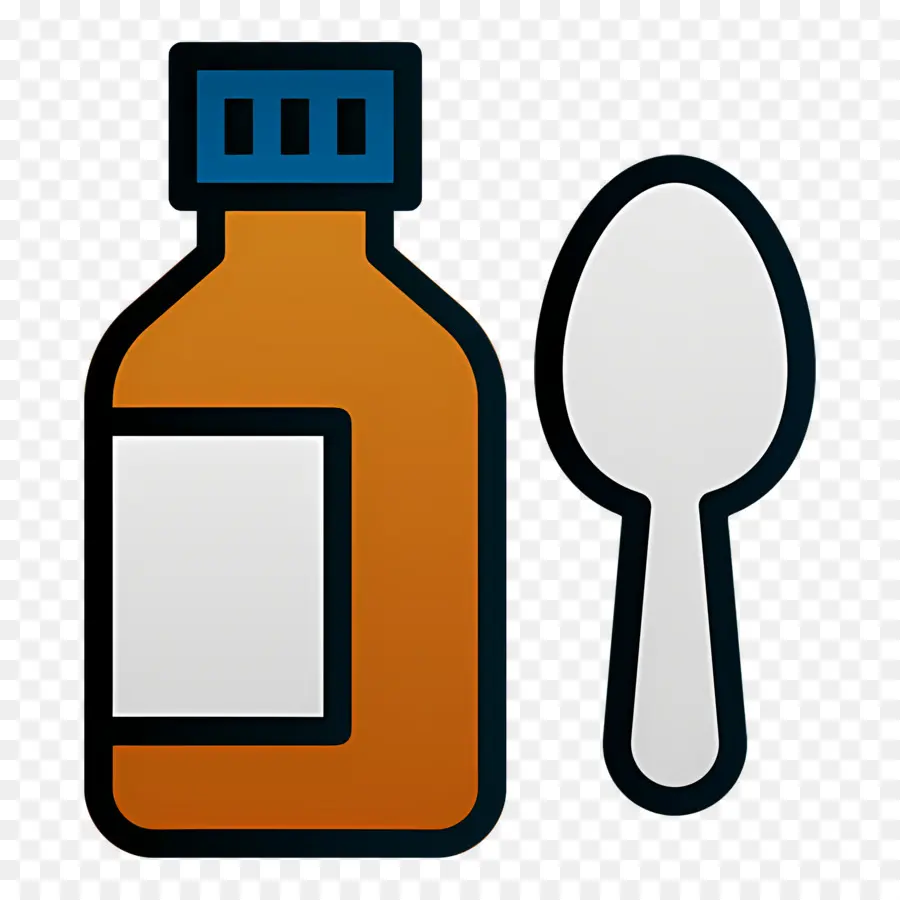 Cuchara Medicinal，Botella De Medicina Y Cuchara PNG