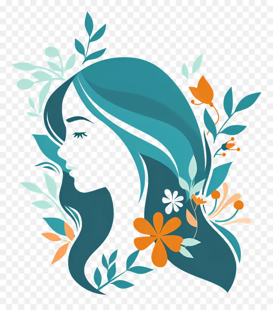 Salón De Belleza，Mujer Con Flores PNG