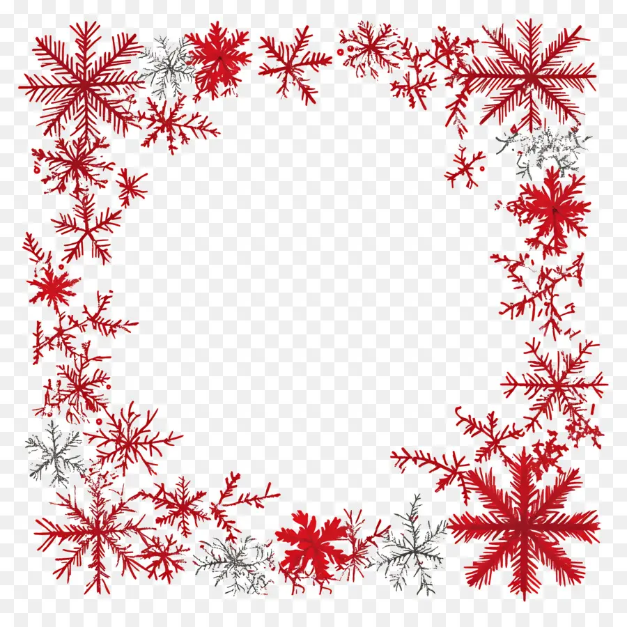 Marco De Navidad Rojo，Copos De Nieve Rojos PNG