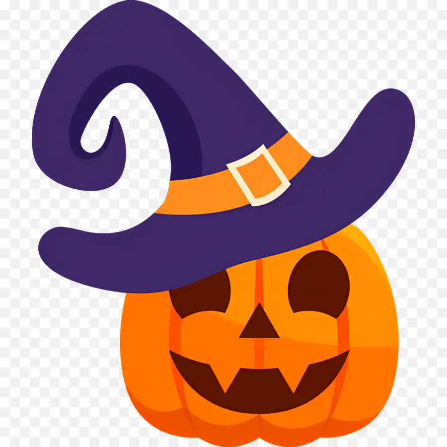 Calabaza De Halloween，Calabaza Con Sombrero De Bruja PNG