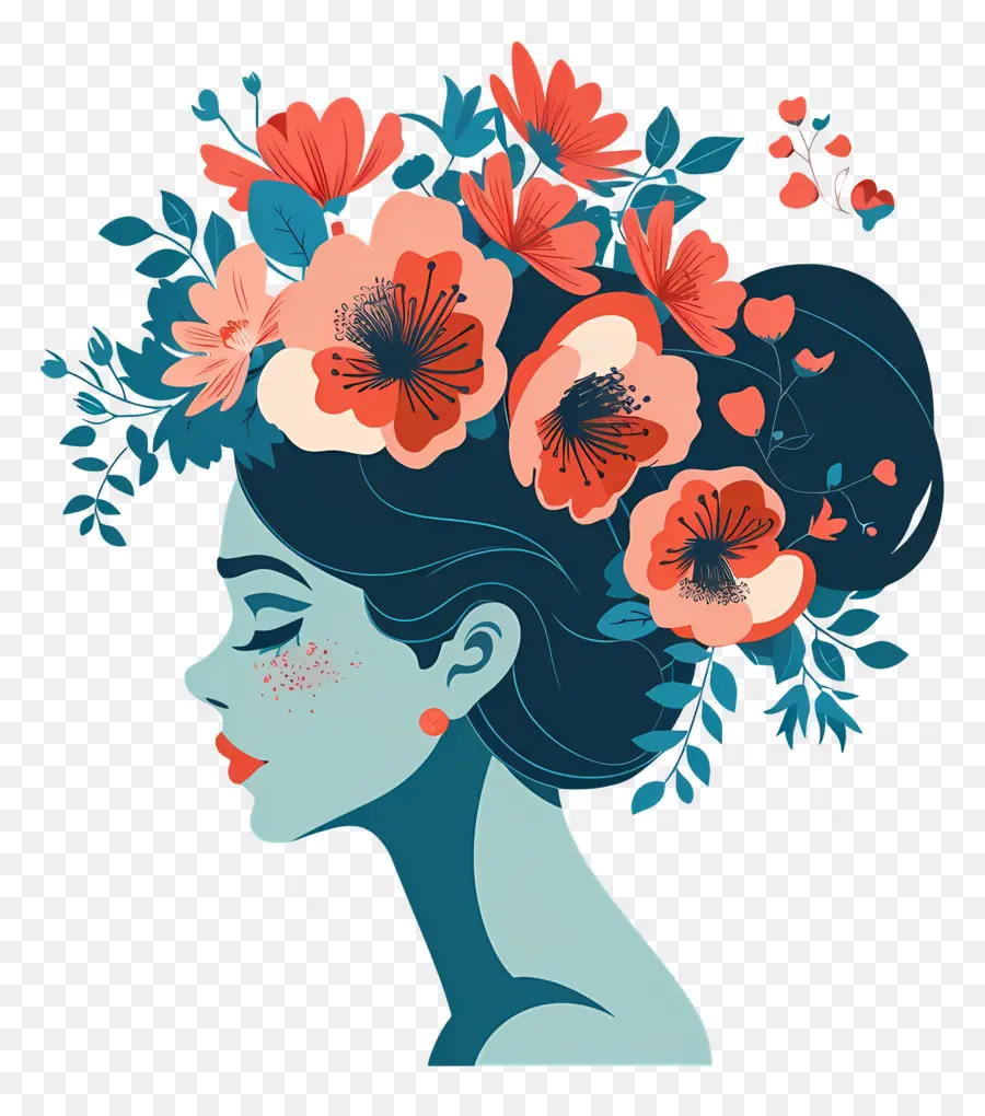 Salón De Belleza，Mujer Con Cabello Floral PNG