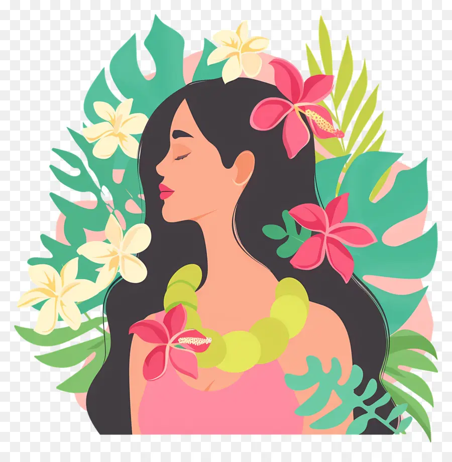 Salón De Belleza，Mujer Con Flores PNG