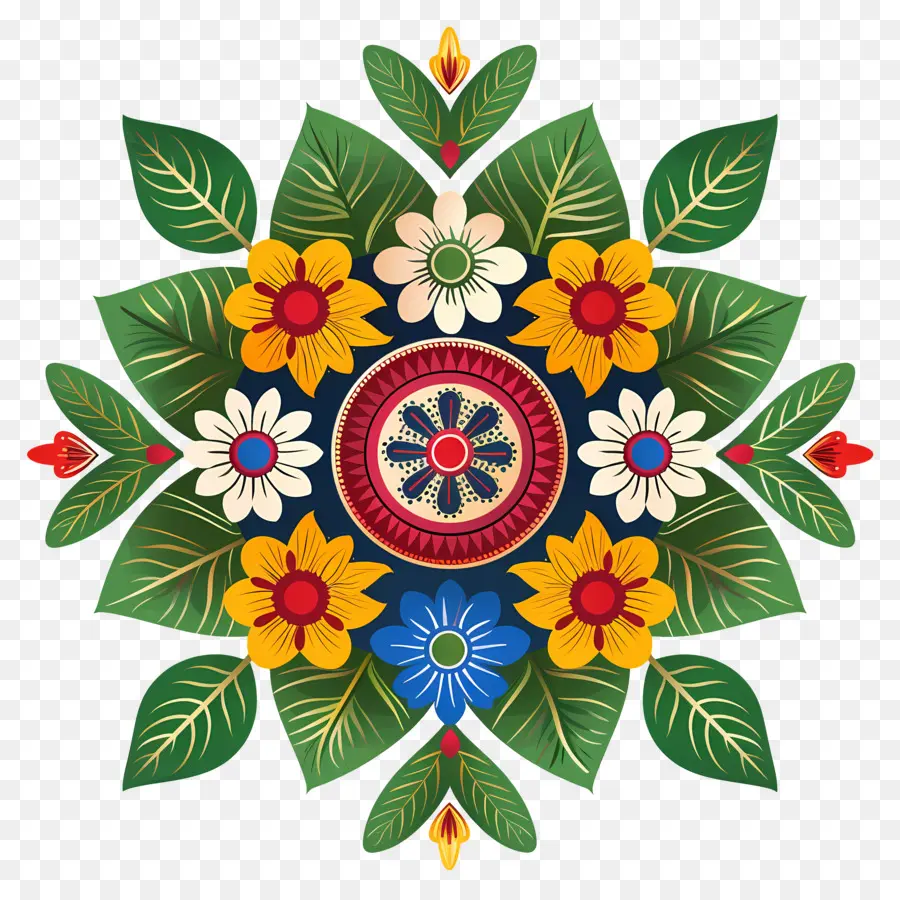 Pookalam，Mandalas Florales PNG