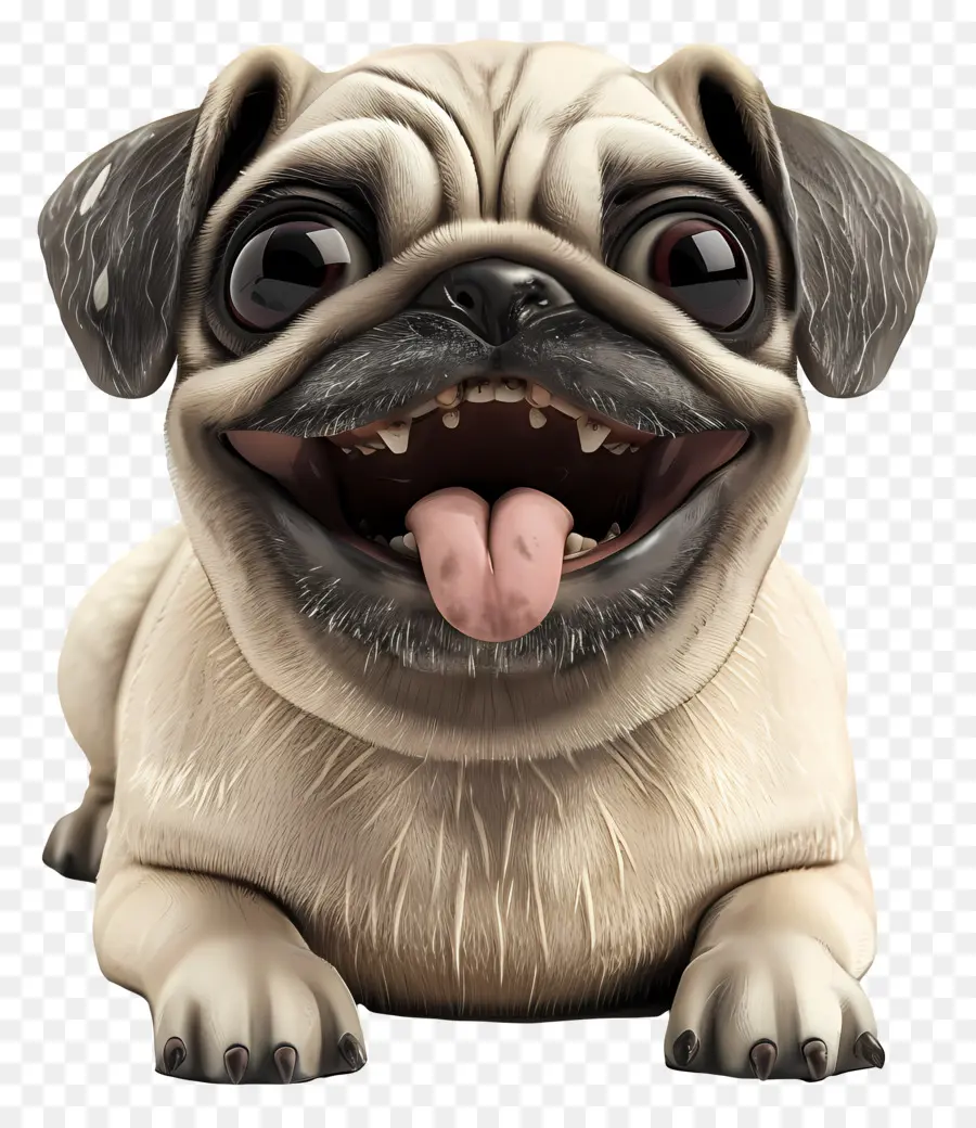 Perro 3d，Perro Pug De Dibujos Animados PNG