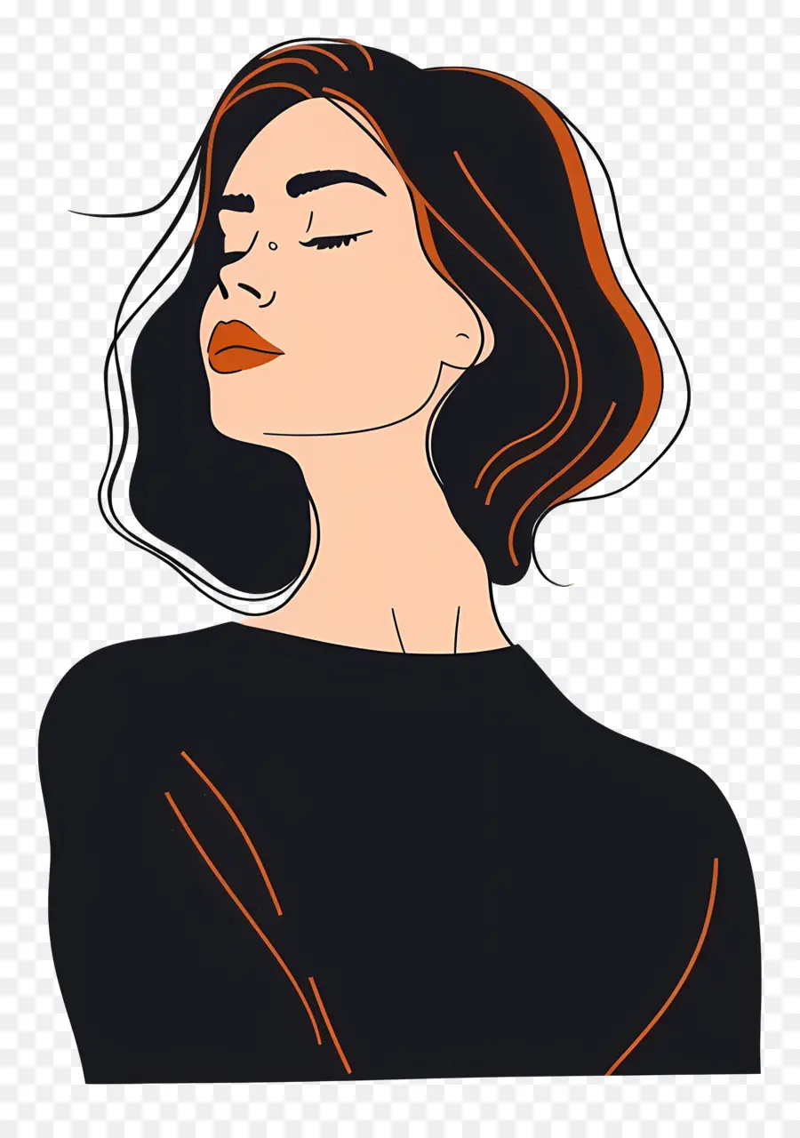 Mujer Elegante，Ilustración De Rostro De Mujer PNG