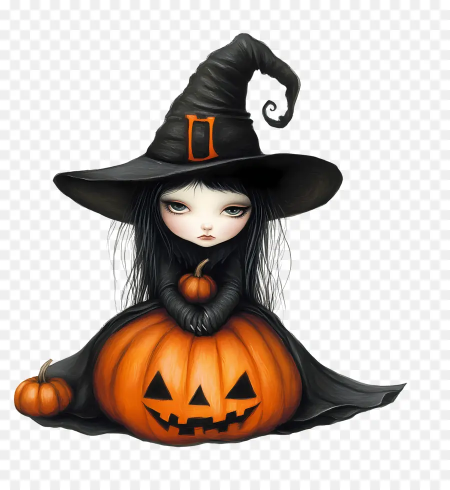 Bruja De Halloween，Bruja Con Calabazas PNG