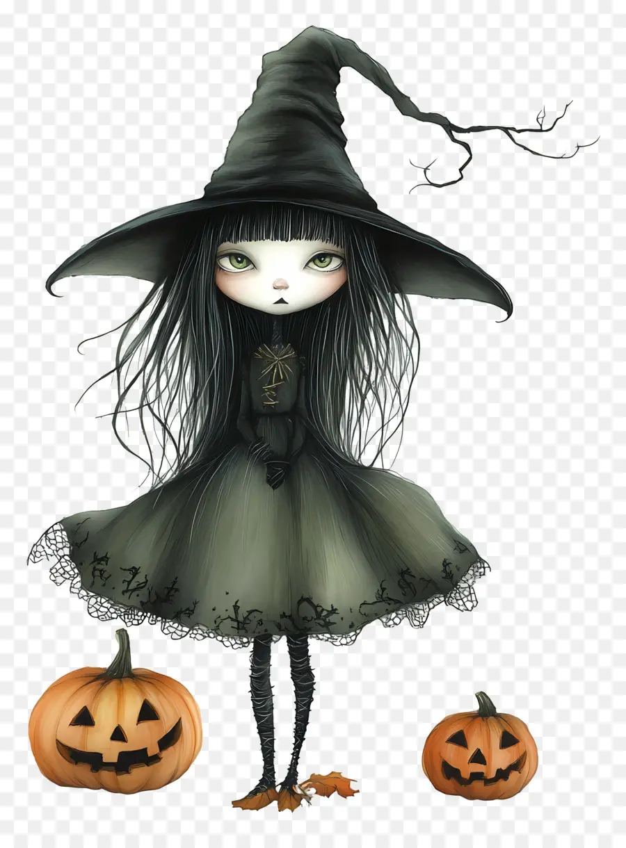 Bruja De Halloween，Bruja Con Calabazas PNG