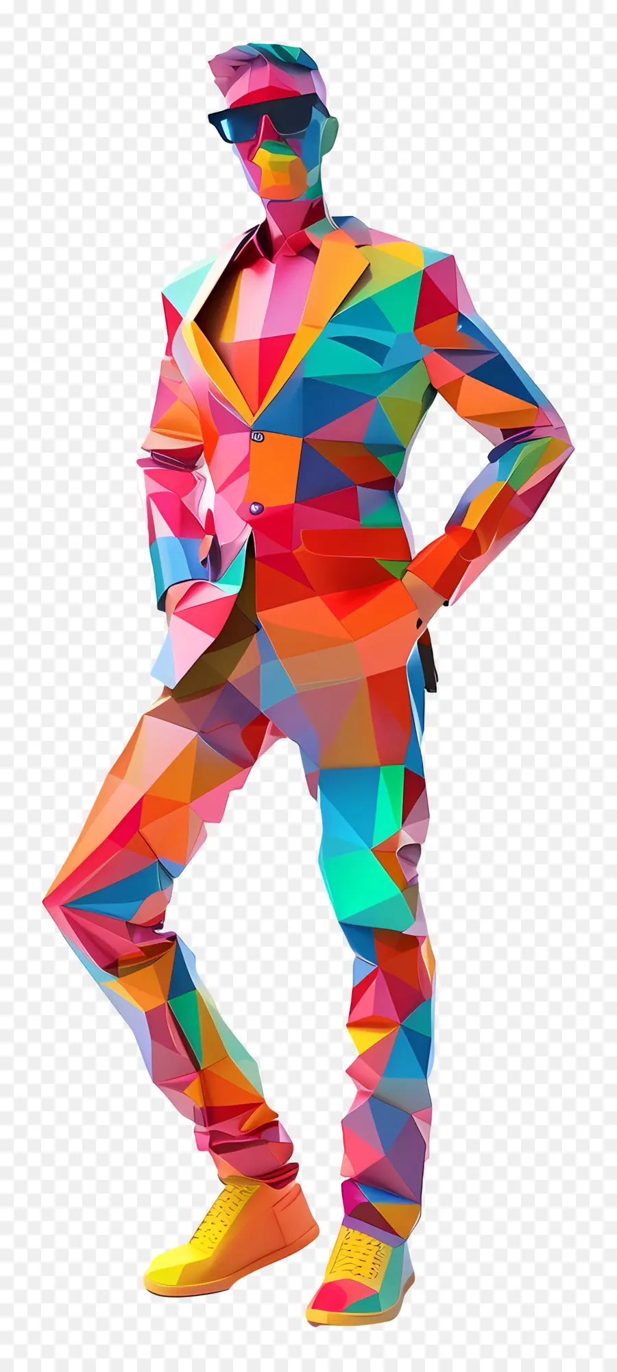 Hombre 3d，Hombre Geométrico Colorido PNG