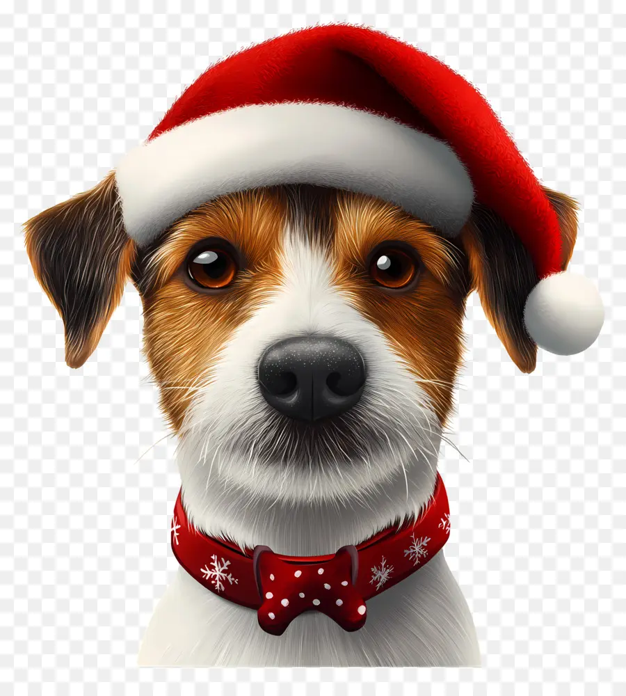 Perro De Navidad，Perro Con Gorro De Papá Noel PNG