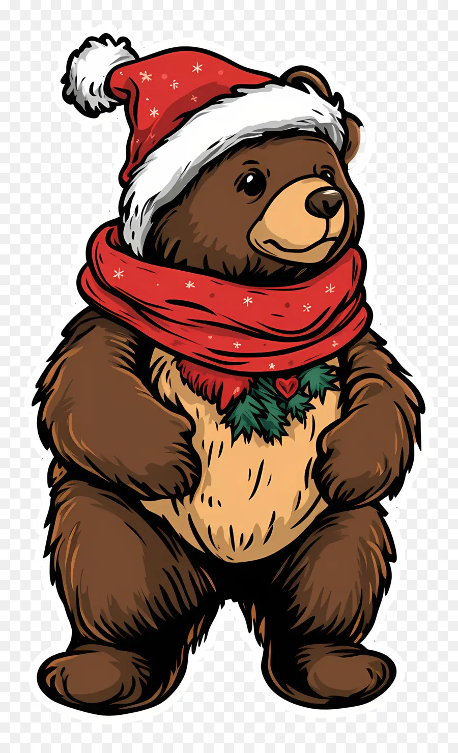 Oso De Navidad，Oso Con Gorro De Papá Noel Y Bufanda PNG