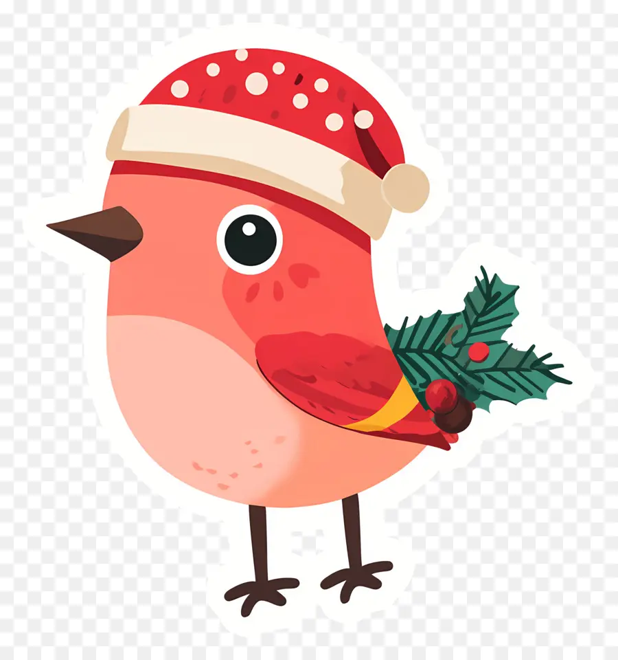 Pájaro De Navidad，Pájaro Con Gorro De Papá Noel PNG