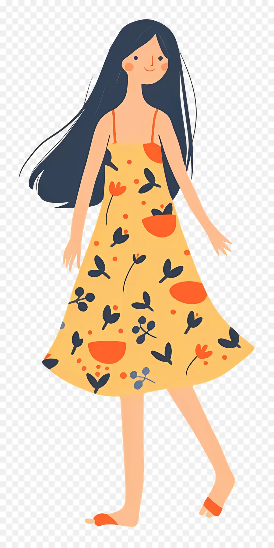 Hermosa Mujer，Chica Con Vestido De Flores PNG