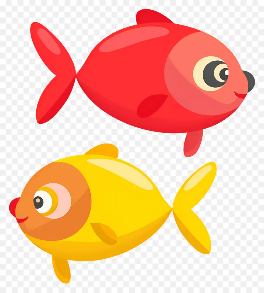 Pez De Dibujos Animados，Pescado Rojo Y Amarillo PNG