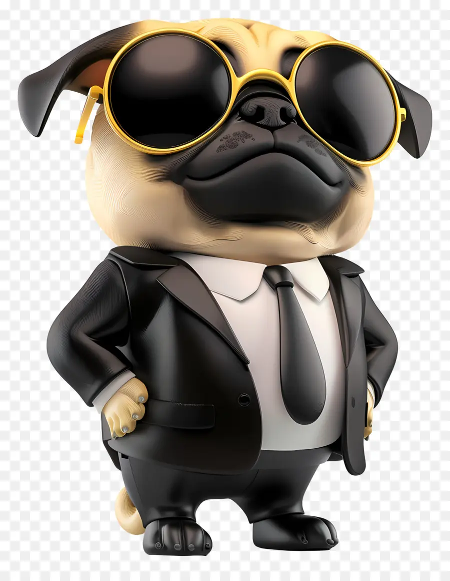 Perro 3d，Pug En Traje PNG