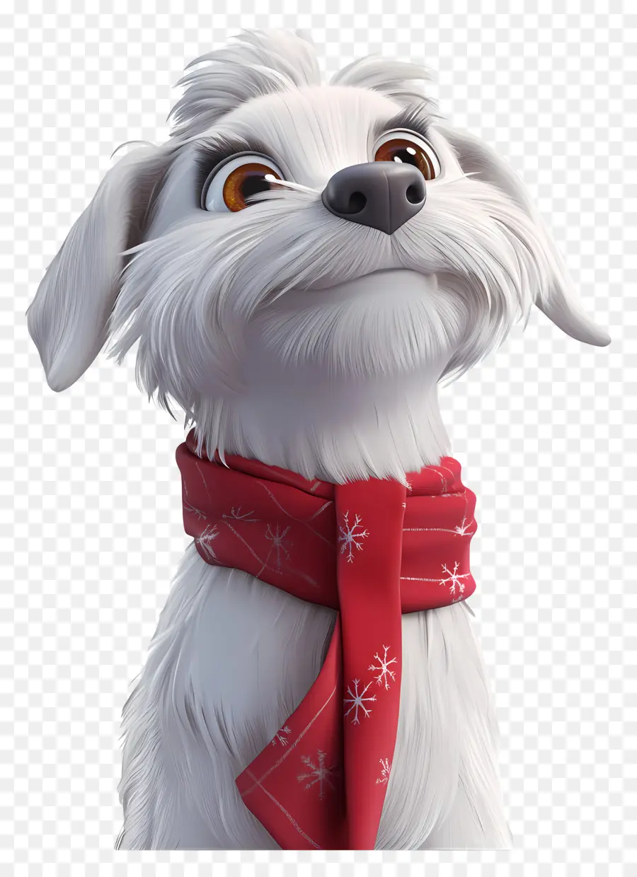 Perro De Navidad，Perro Blanco Con Pañuelo Rojo PNG