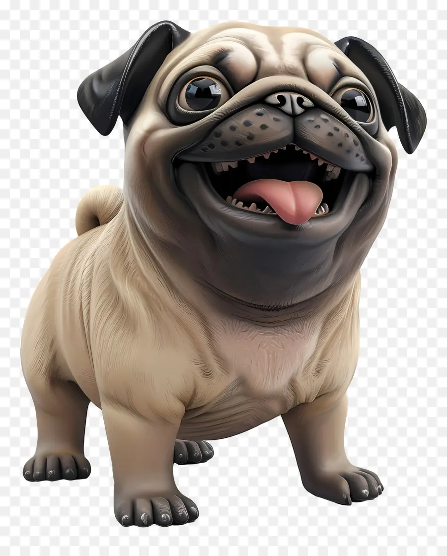 Perro 3d，Perro Pug De Dibujos Animados PNG