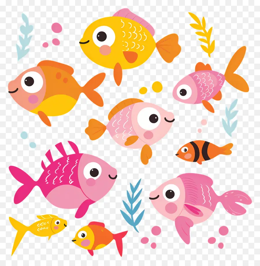 Pez De Dibujos Animados，Peces Coloridos PNG