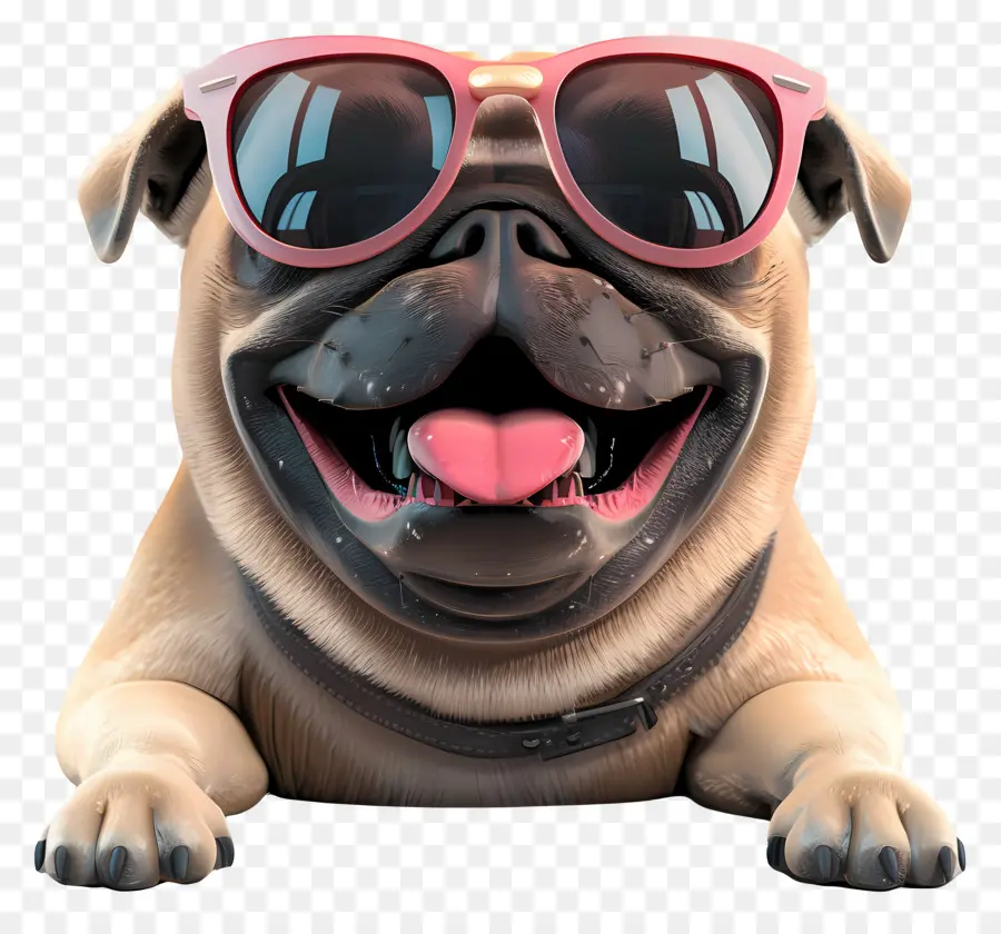 Perro 3d，Pug Con Gafas De Sol PNG