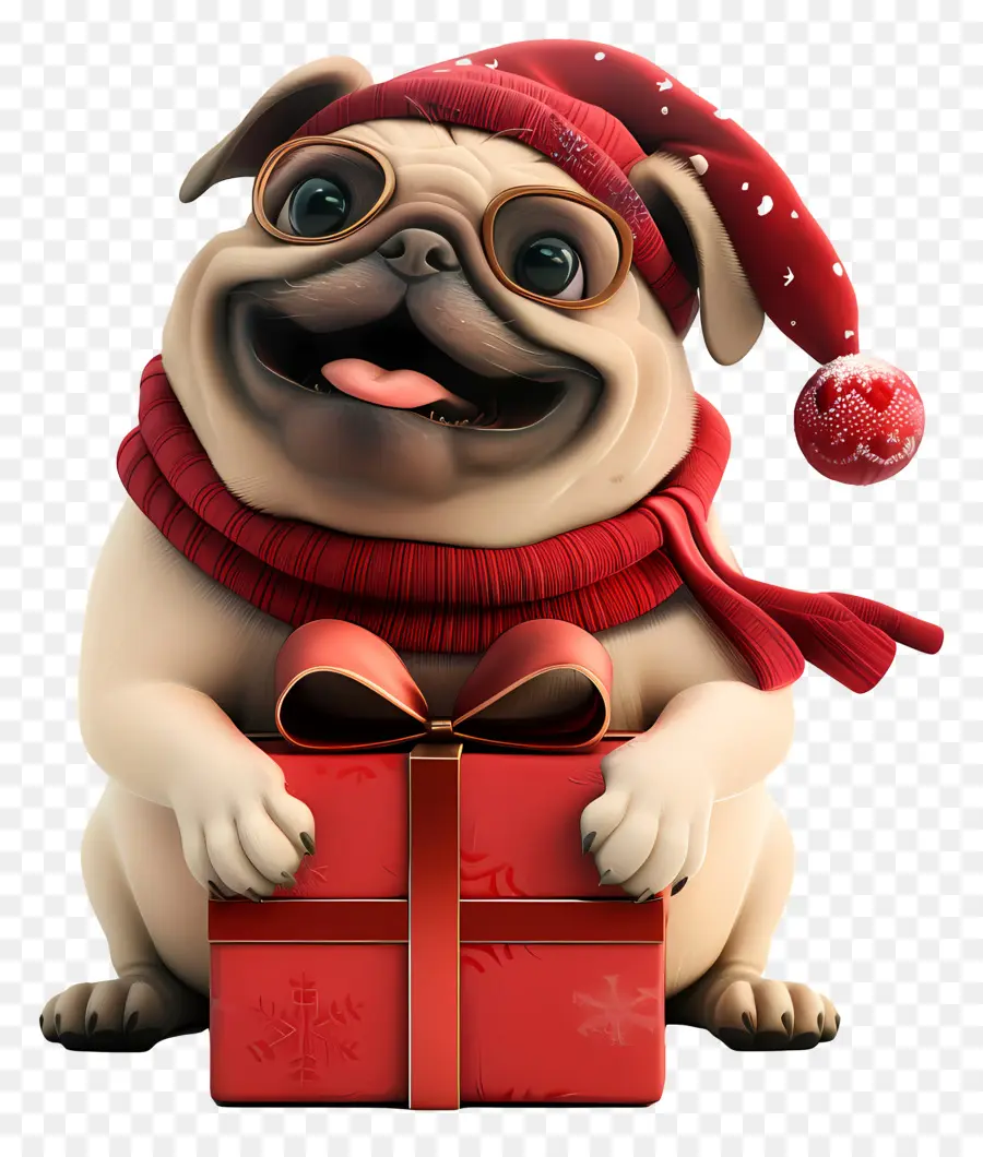 Perro 3d，Pug En Ropa De Invierno PNG