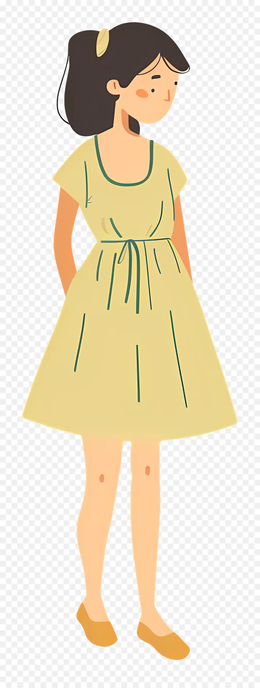 Hermosa Mujer，Chica De Dibujos Animados Con Vestido Amarillo PNG